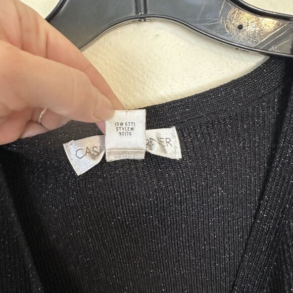 Vtg Black Sleeveless Wrap Tank Top Y2K Medium Metallic Evening Womens - Picture 7 of 7